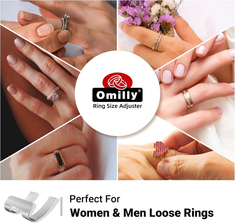 Omilly Filled Metal Ring Guard for Loose Rings, Invisible Ring Size Adjuster, Fits Ring Width 1.3mm-10mm, Easy to Use, 12 Pack with 4 Sizes, Secure Fit for Women & Men-Silver - Image 2